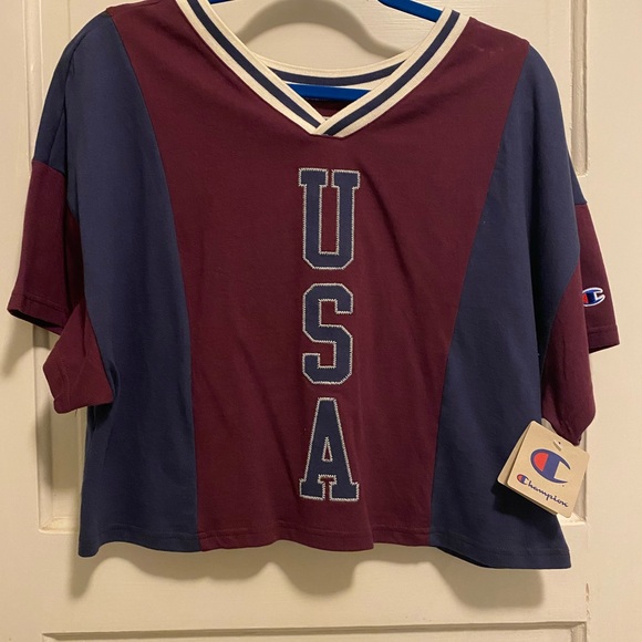 NWT Champion Color-blocked USA Crop Top - Picture 4 of 5